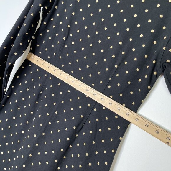 La Vie Rebecca Taylor Polka Dot Shift Dress Women’s Size Medium Black Gold - Picture 8 of 9